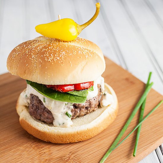 Burgers with Blue Cheese and Chives