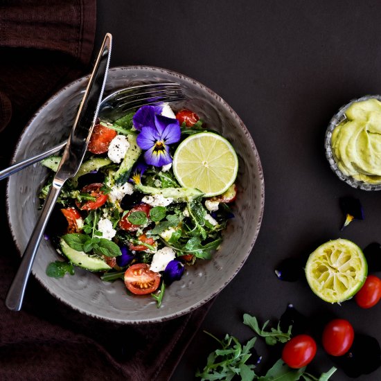 Feta Salad with Avocado Sauce