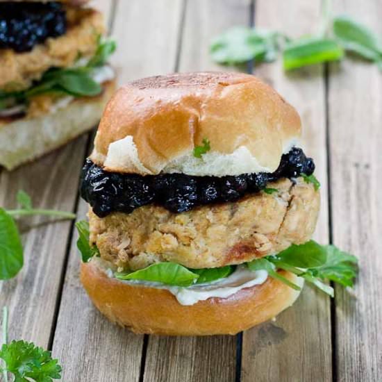 Salmon Sliders w/ Blueberry Compote