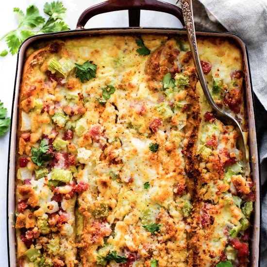 French Bread Ham Breakfast Strata