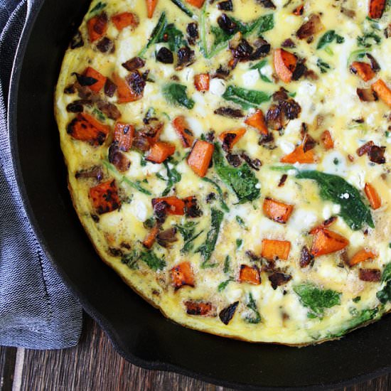 Sweet Potato,Kale,& Cheese Frittata