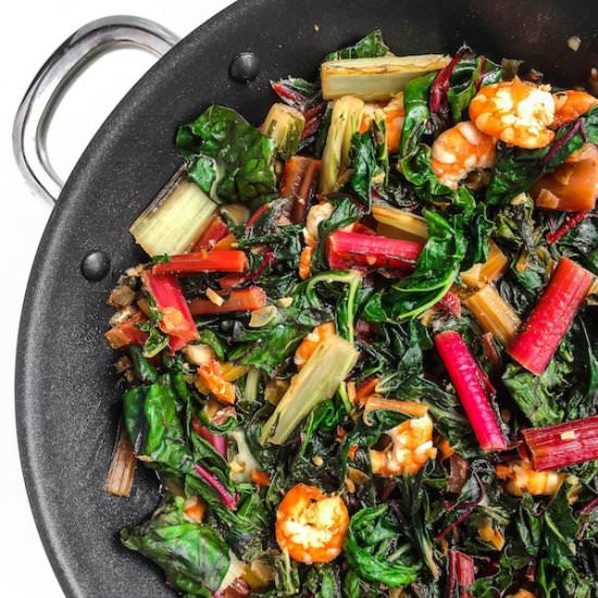 Healthy Shrimp with Rainbow Chard