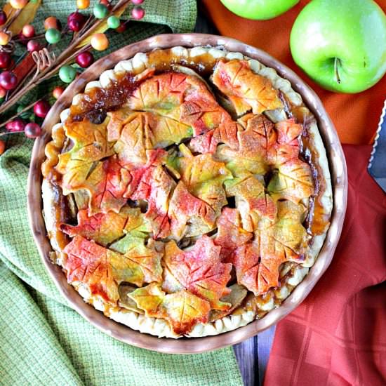 Colorful Autumn Leaves Apple Pie