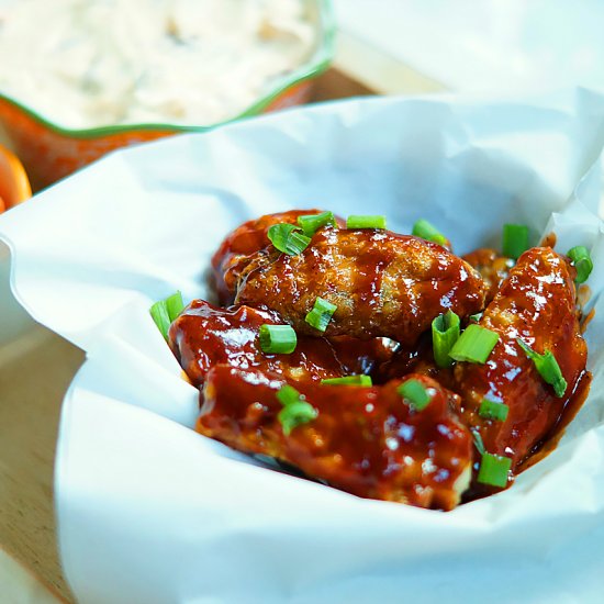 Baked Spicy BBQ Adobo Chicken Wings