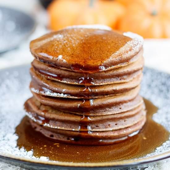 Chocolate Pumpkin Pancakes