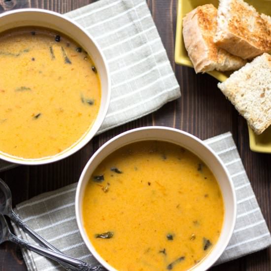 Red Curry Coconut Roasted Squash Soup