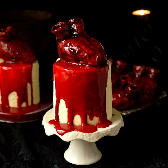 Mini Bleeding Heart Halloween Cakes