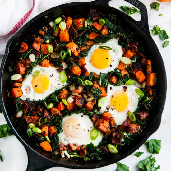 Skillet Sweet Potato Kale Hash