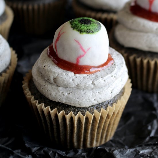 Black Sesame Eyeball Cupcakes