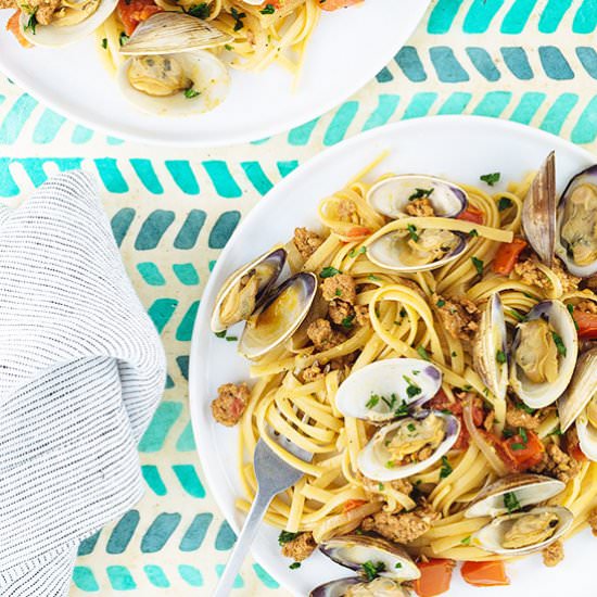 Linguine with Chorizo and Clams