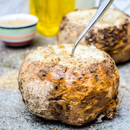 Roast celeriac with za’atar