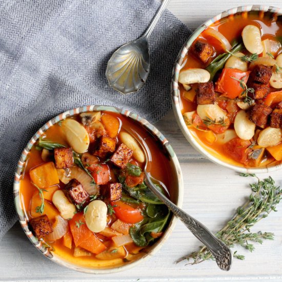 Vegan White Bean & Bacon Soup