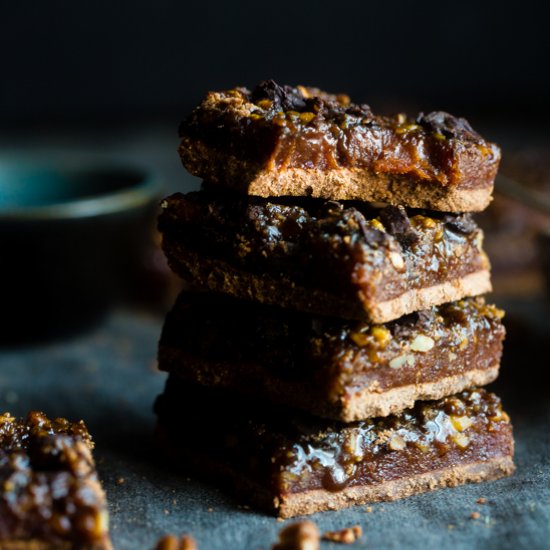 Chocolate Caramel Pecan Pie Bars