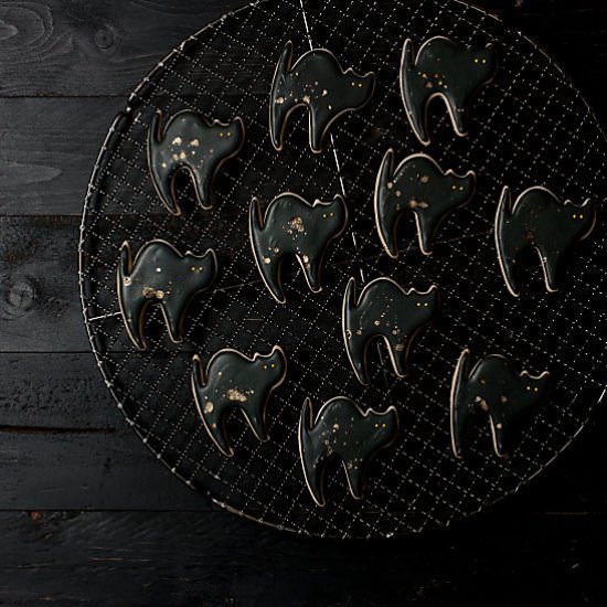 Gilded Black Cat Cutout Cookies