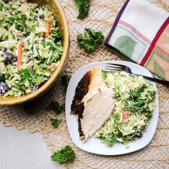 Kale and Cabbage Slaw with Avocado