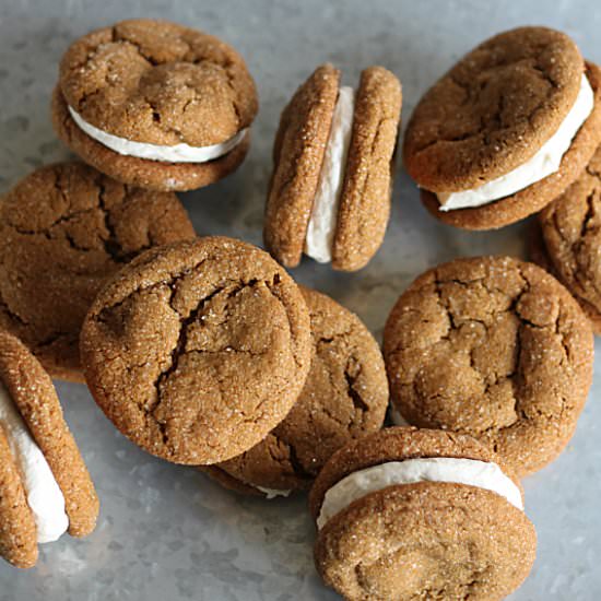 Chewy Molasses Cookie Sandwiches