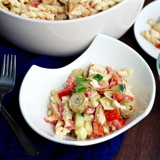 Fresh Greek Chicken Pasta Salad