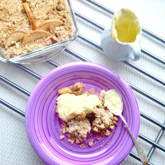 Coconut Custard with Apple Crumble