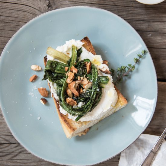 Dandelion Greens, Ricotta and Almonds