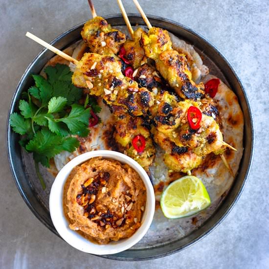 Chicken Satays with Peanut Sauce