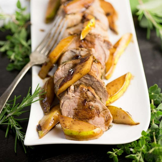 Rosemary Pork with Balsamic Pears