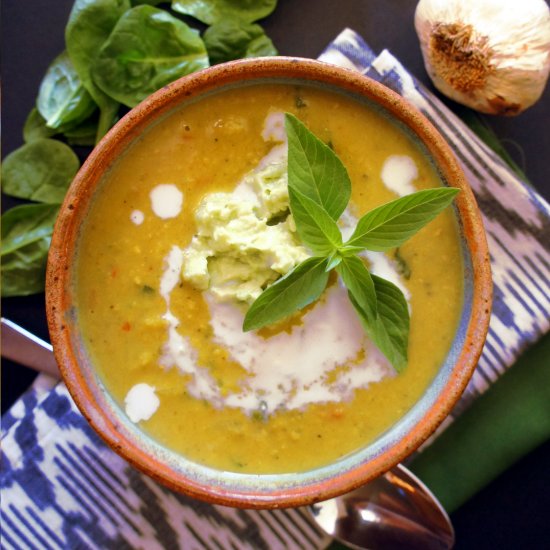 Slow Cooker Red Lentil Spinach Stew