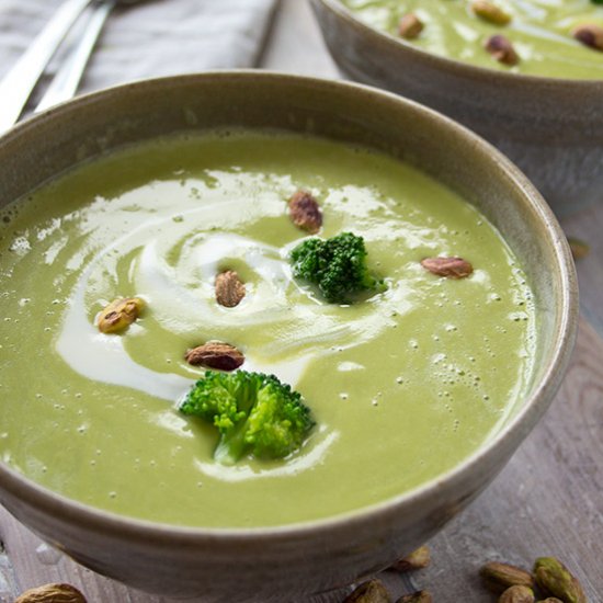 Creamy Broccoli Pistachio Soup