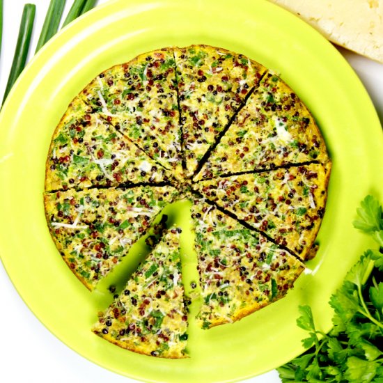 Green Sweet Pea Quinoa Frittata