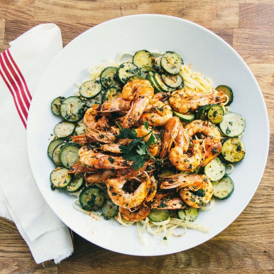 Simple King Prawn & Zucchini Pasta