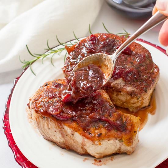 Cranberry balsamic pork chops