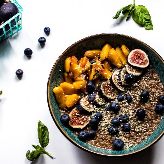 Buckwheat Porridge + Basil Peaches