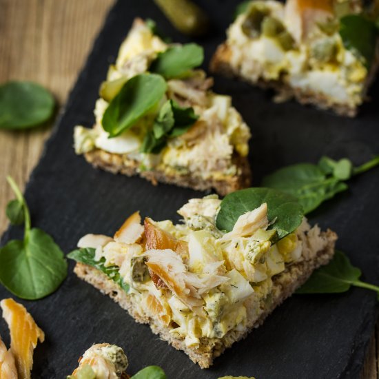 Pickled Egg and Smoked Trout Toast