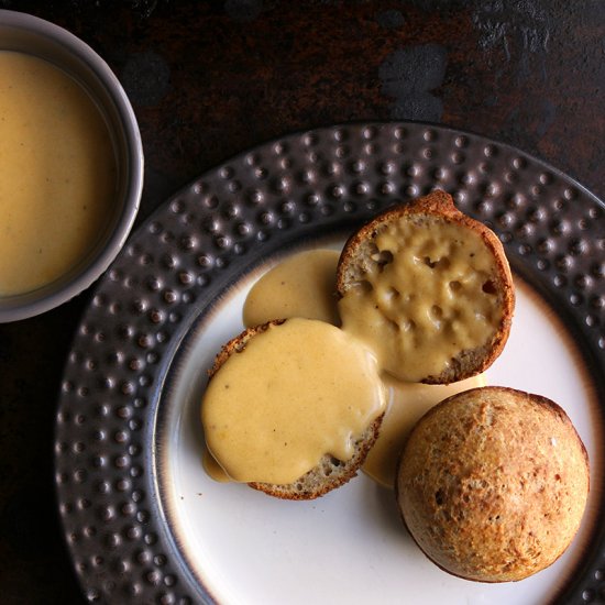 Rye Popovers with Rarebit Sauce