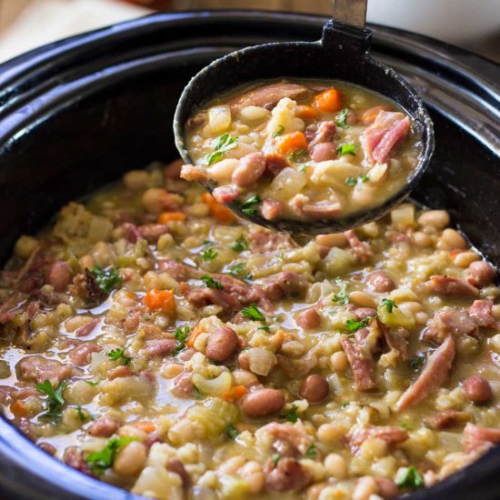 Slow Cooker Ham Bone Bean Soup