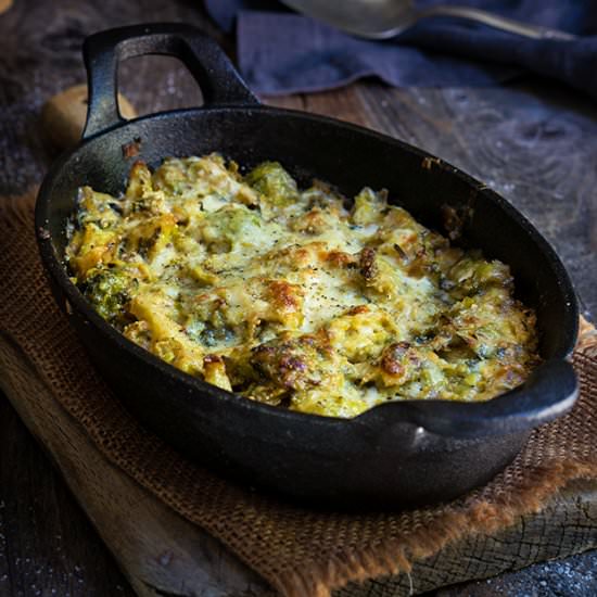 Creamy brussels sprouts and leeks