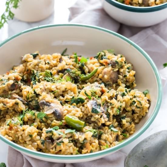 Mushroom Fenugreek Brown Rice