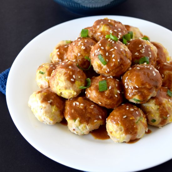 Peanut-Soy Glazed Turkey Meatballs