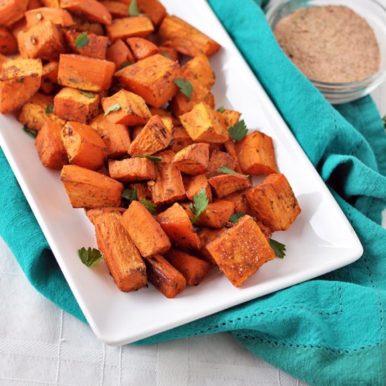 Jamaican Jerk Roasted Sweet Potatoes