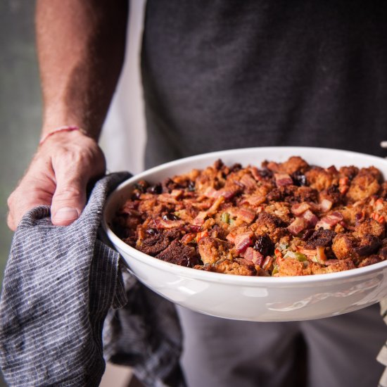 Bacon and Beer Bread Stuffing