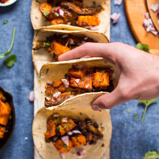 Saucy Portobello Butternut Tacos