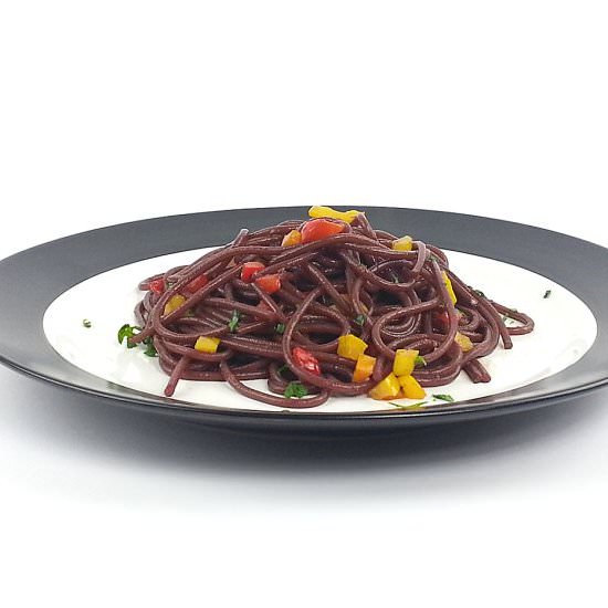 Red Wine Spaghetti with Confetti