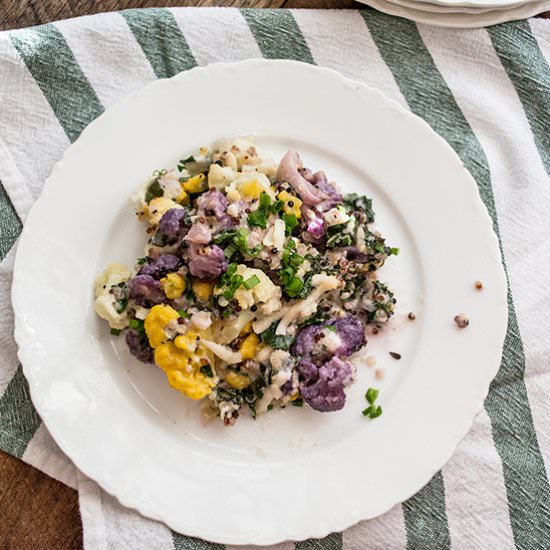 Cauliflower, Quinoa and Kale Gratin