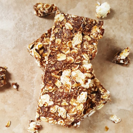 Chocolate Popcorn Granola Bars