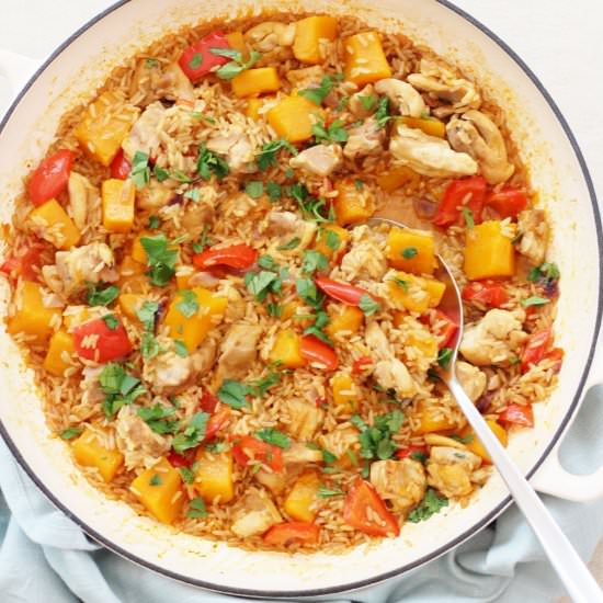 Harissa Chicken and Squash Pilaf