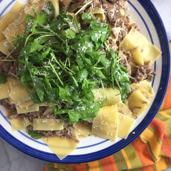 Pasta with Pork & Arugula