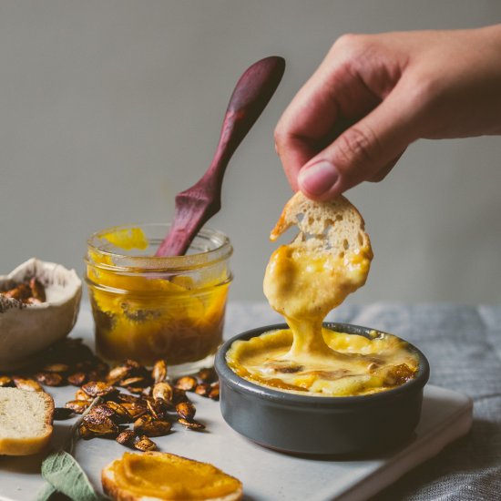 Pumpkin Pear Butter Baked Cheese