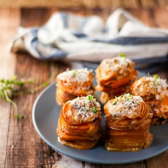 Cheesy Sweet Potato Stacks