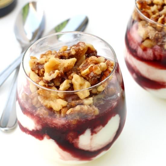 Blackcurrant Parfait with Walnuts