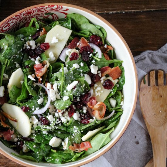 Apple Cranberry Spinach Salad