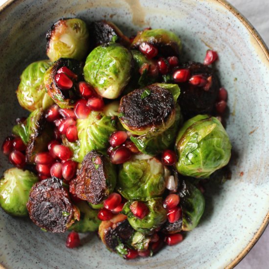 Charred Brussels with Pomegranate